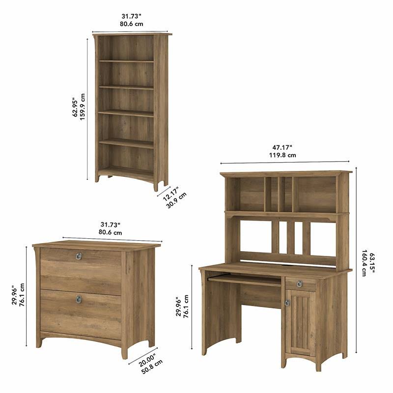 Mission Desk with Hutch, Lateral File Cabinet and 5 Shelf Bookcase Y219521