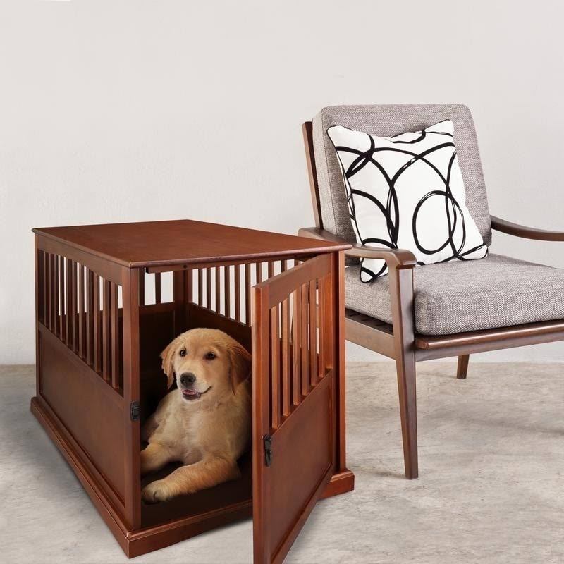 Walnut Pet Crate End Table Z31946
