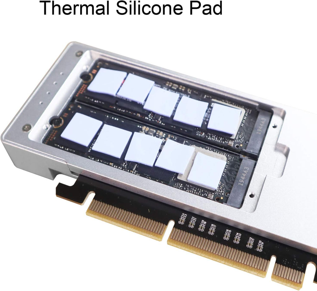 4-Bay M.2 NVME Adapter, PCIE 3.0 X8 Bandwidth, Full Aluminum Panel with Built-in Fan K2212