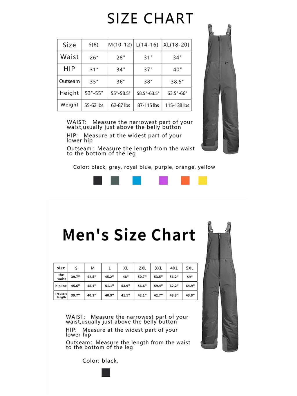 Waterproof Insulated Ski Bibs Overalls for Kids H67969