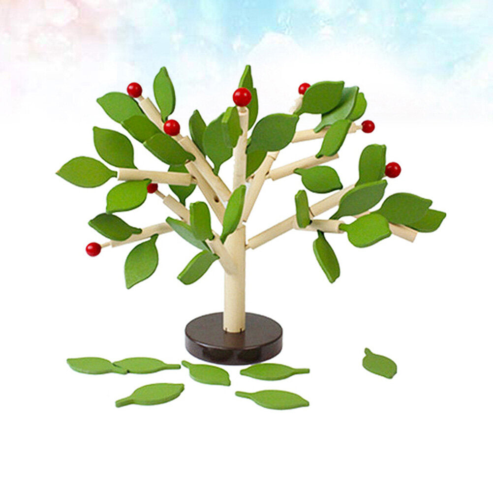 Creative Wooden Tree Blocks with Leaves 3D Building Set Toy Y9363
