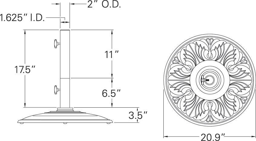 50 lb Bronze Market Umbrella Base K425