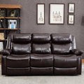Faux Leather Round Arm Reclining Sofa U8923
