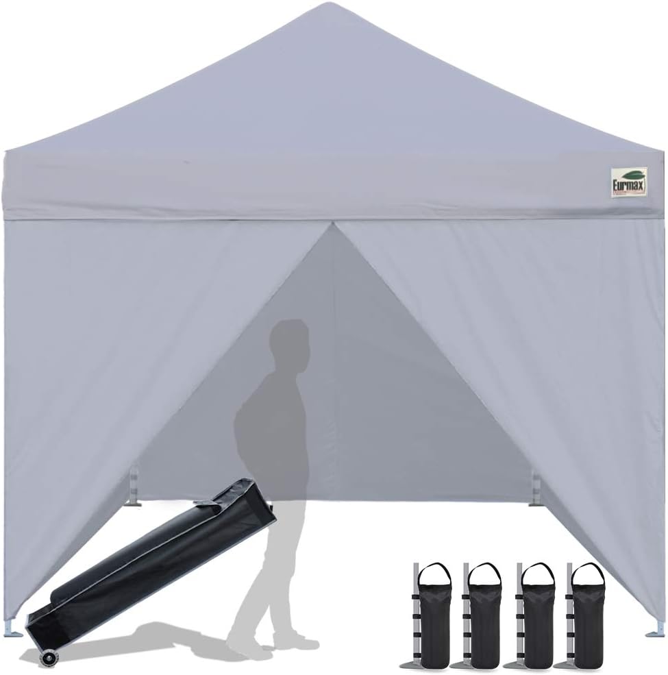 10 x 10 Pop up Canopy Tent with 4 Zippered Sidewalls and Roller Bag U808200