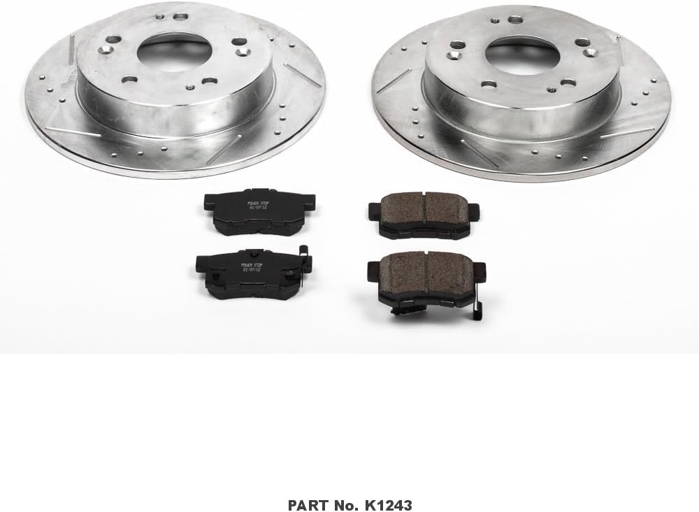 Rear Z23 Carbon Fiber Brake Pads with Drilled & Slotted Brake Rotors Kit V69718