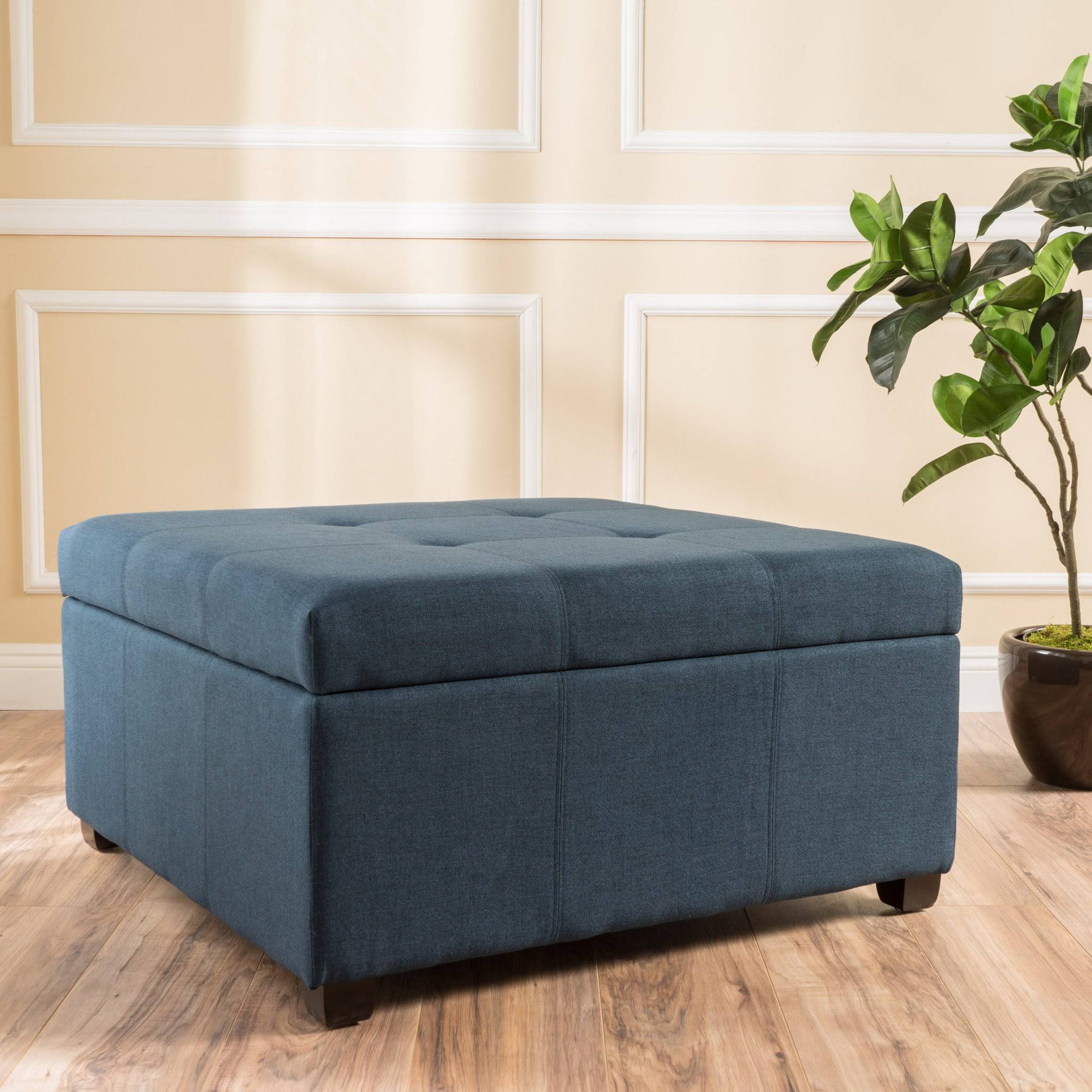 Dark Gray Fabric Storage Ottoman R430
