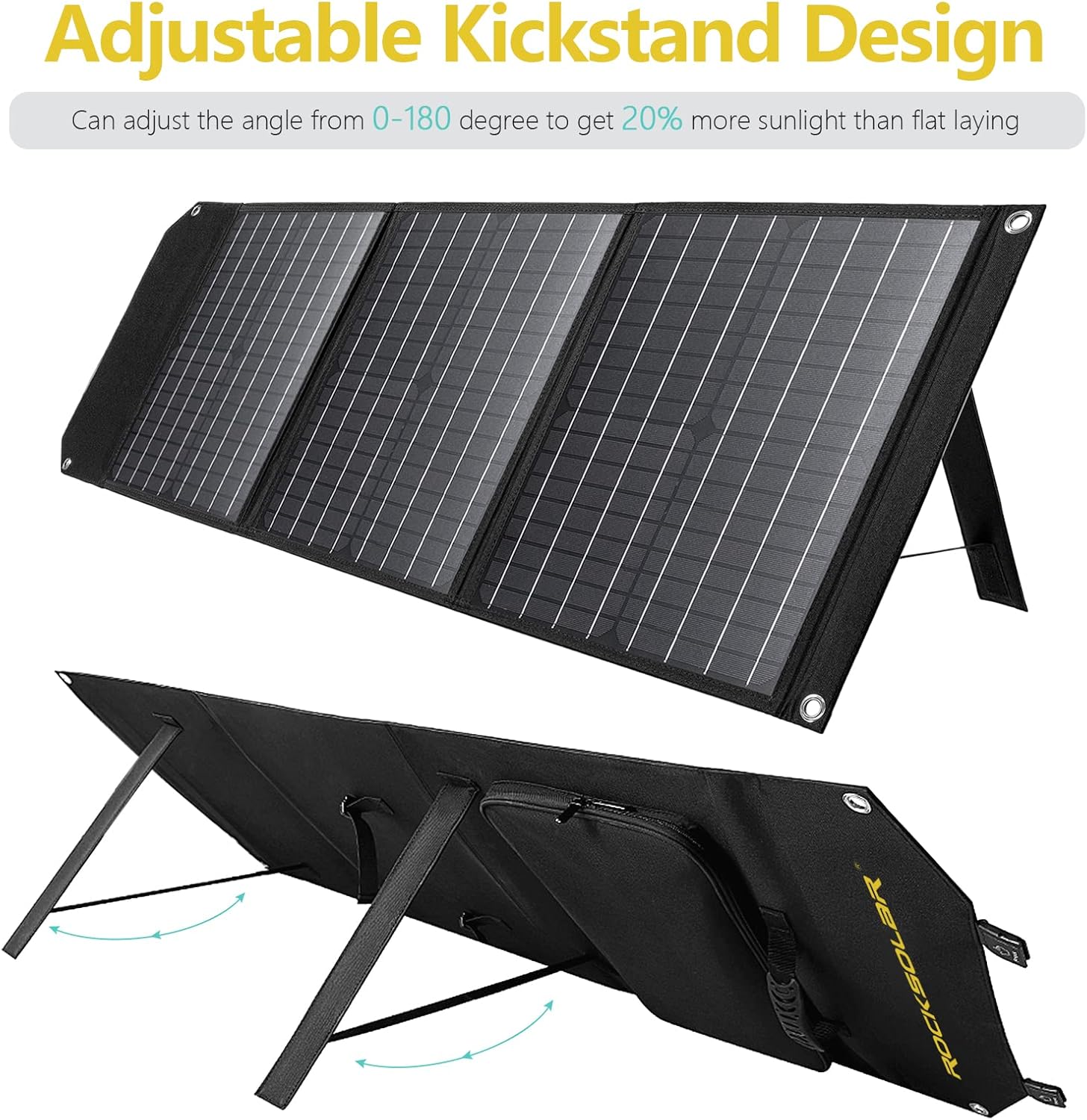 60 Watt Foldable Monocrystalline Solar Panel Kit with 12V DC/USB/USB C PD Outlets Z3784