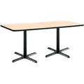 Black X-Base Pedestal Table with Natural Top W653