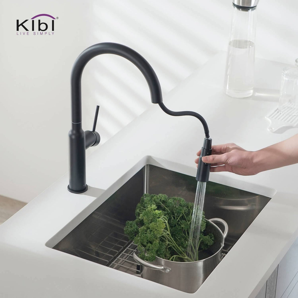 Chrome Brass Kitchen Faucet with Sprayer L32813