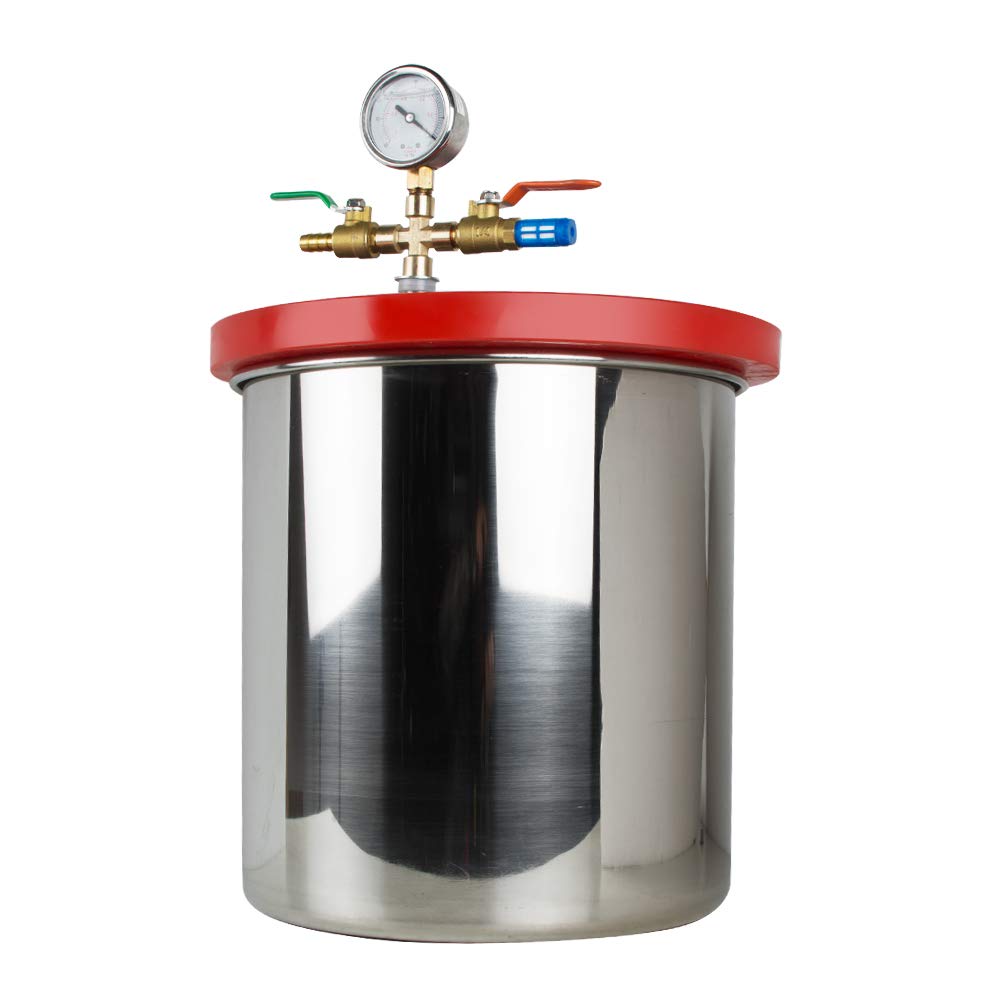5 Gallon Stainless Steel Vacuum Degassing Chamber Kit with 3 CFM Pump Hose P932505
