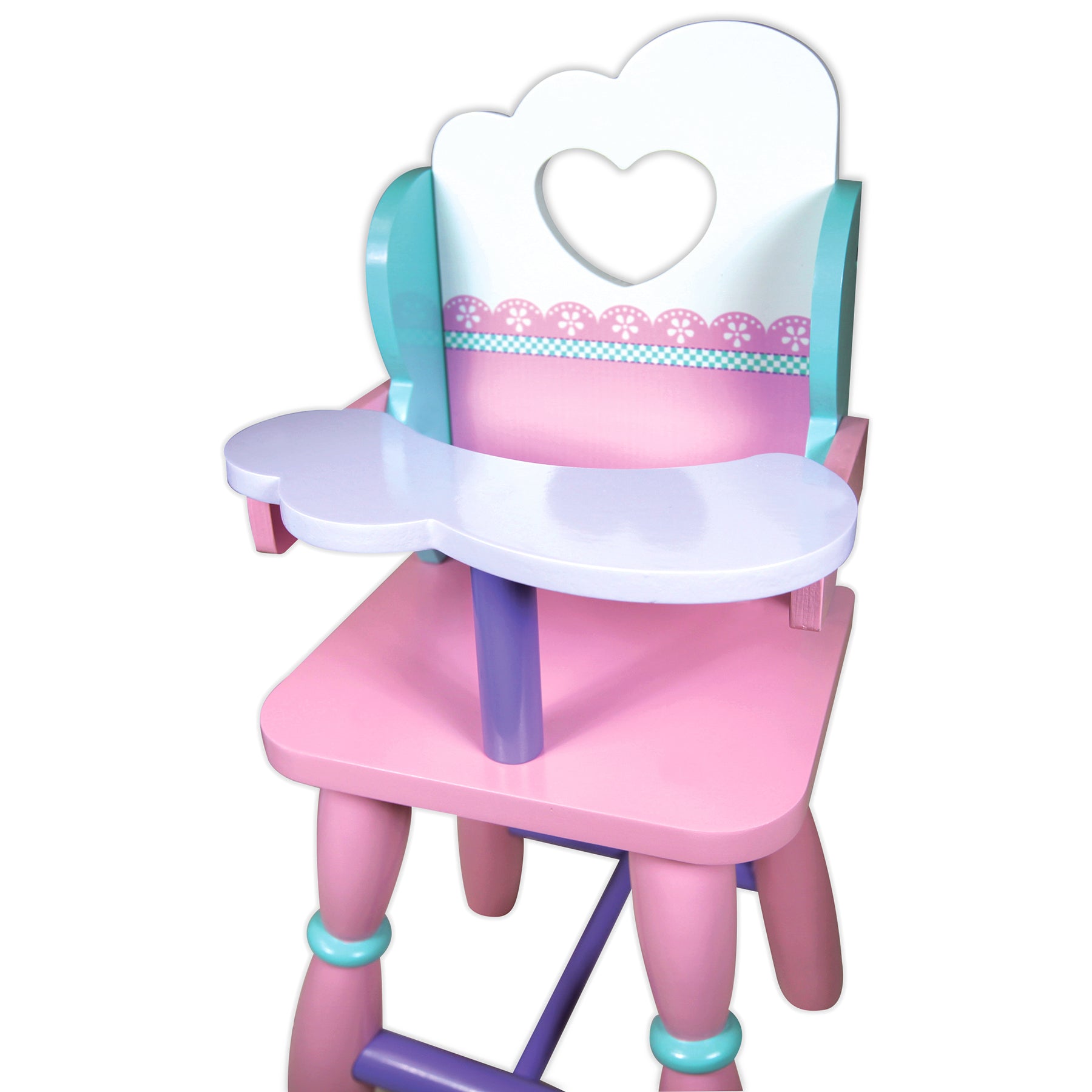 Pink Wooden Baby Doll High Chair O24592