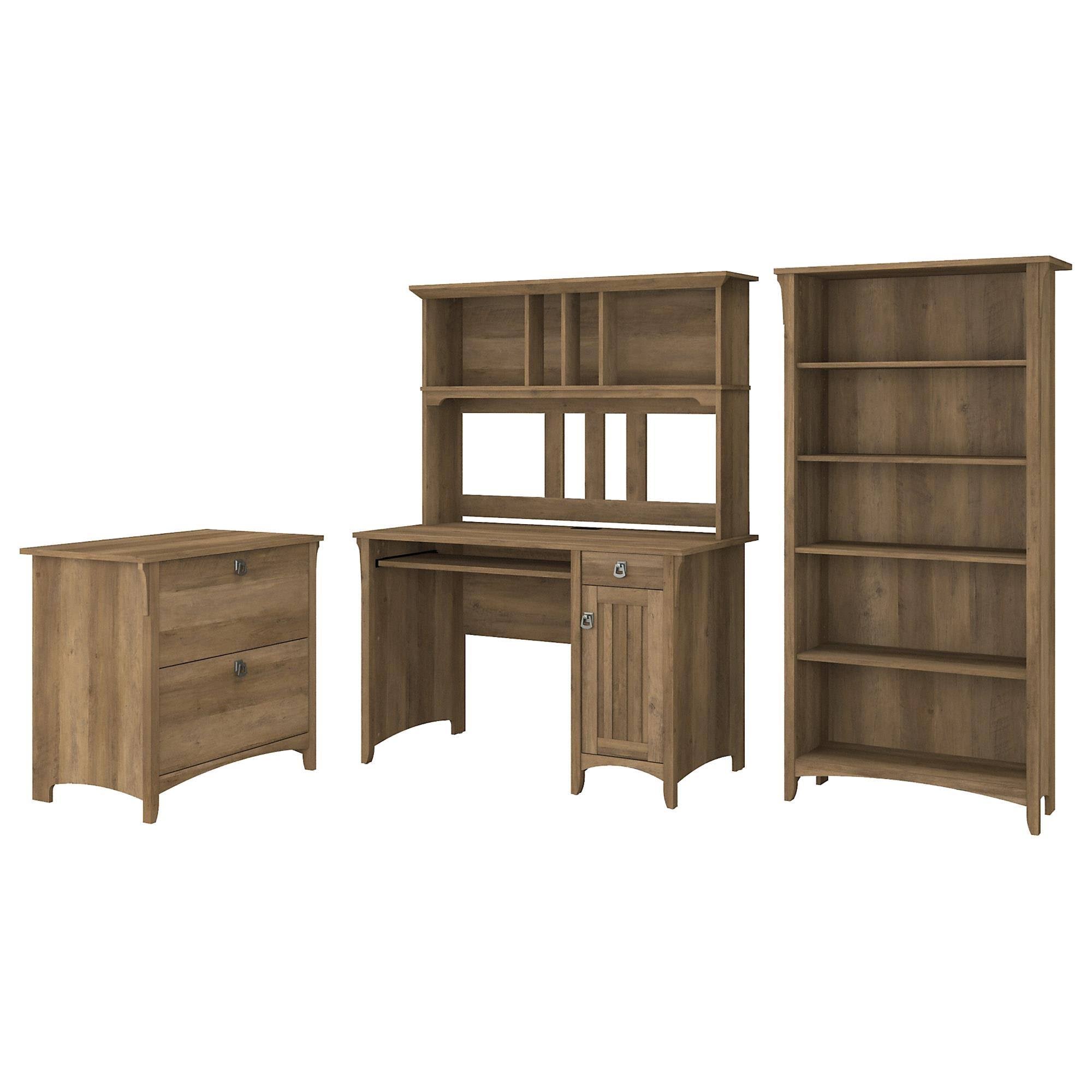 Mission Desk with Hutch, Lateral File Cabinet and 5 Shelf Bookcase Y219521
