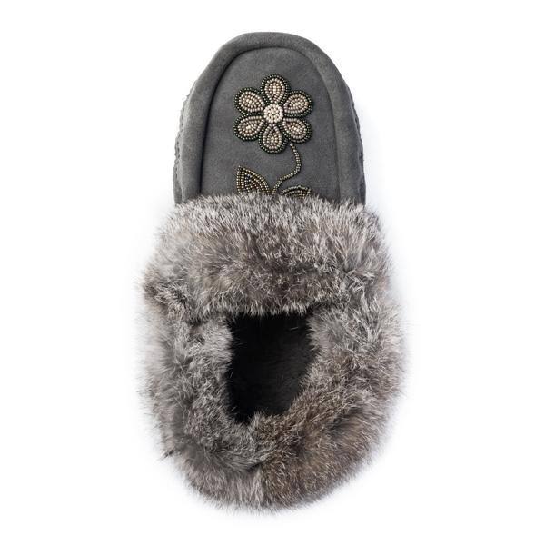 Genuine Rabbit Fur Sheepskin Footbed Moccasin M6312