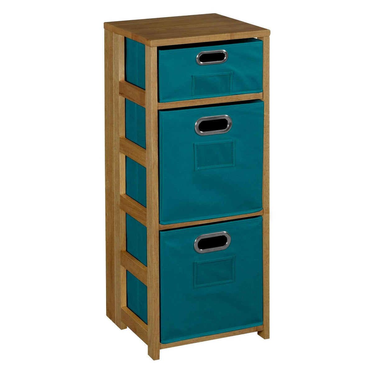Square Folding Bookcase with Fabric Bins F49121