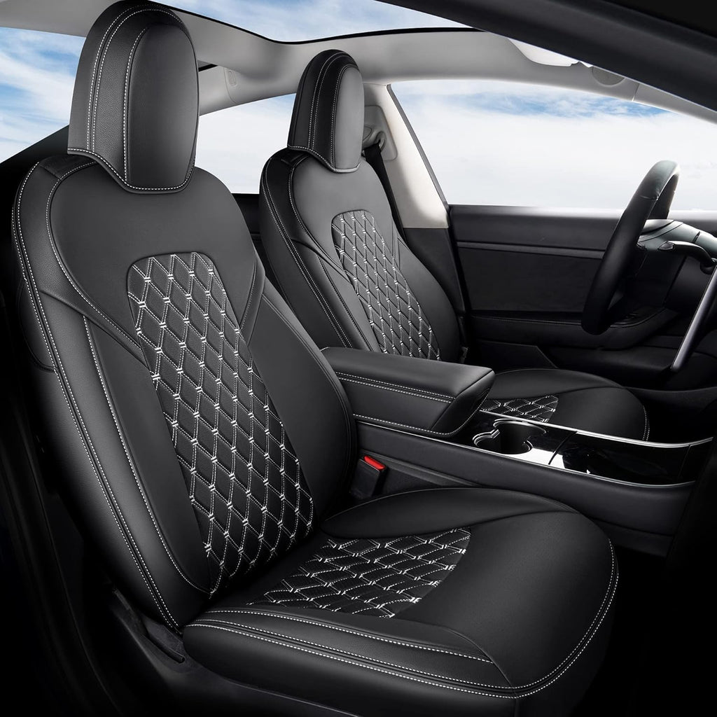Black Pu Leather Car Seat Covers for Tesla Model Y I627868