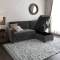 Grey Velvet Sectional Sofa Bed with Storage Q955