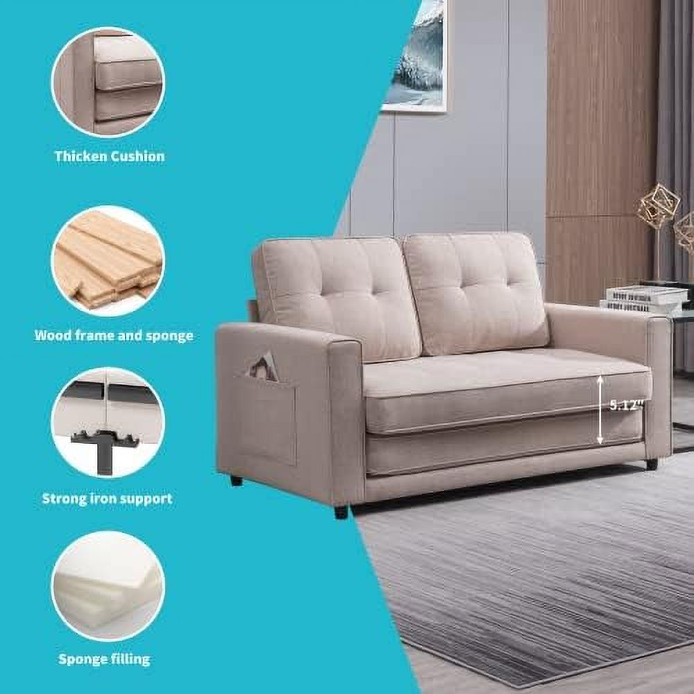 Light Grey Linen 2 in 1 Folding Sofa Bed F423