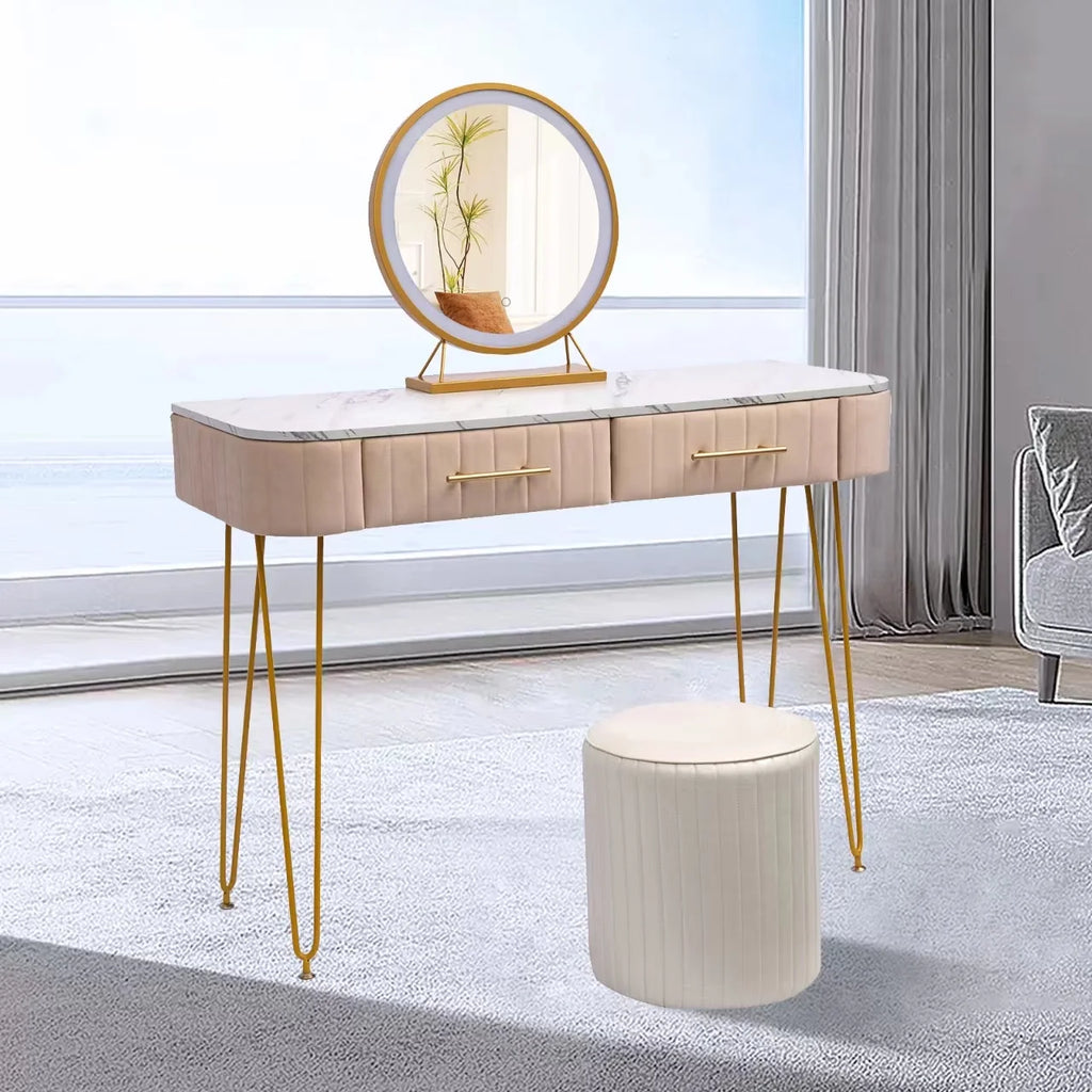 Soft Leather Makeup Stool E687517