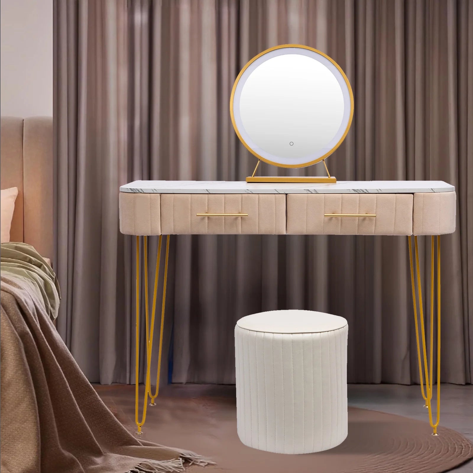 Soft Leather Makeup Stool E687517