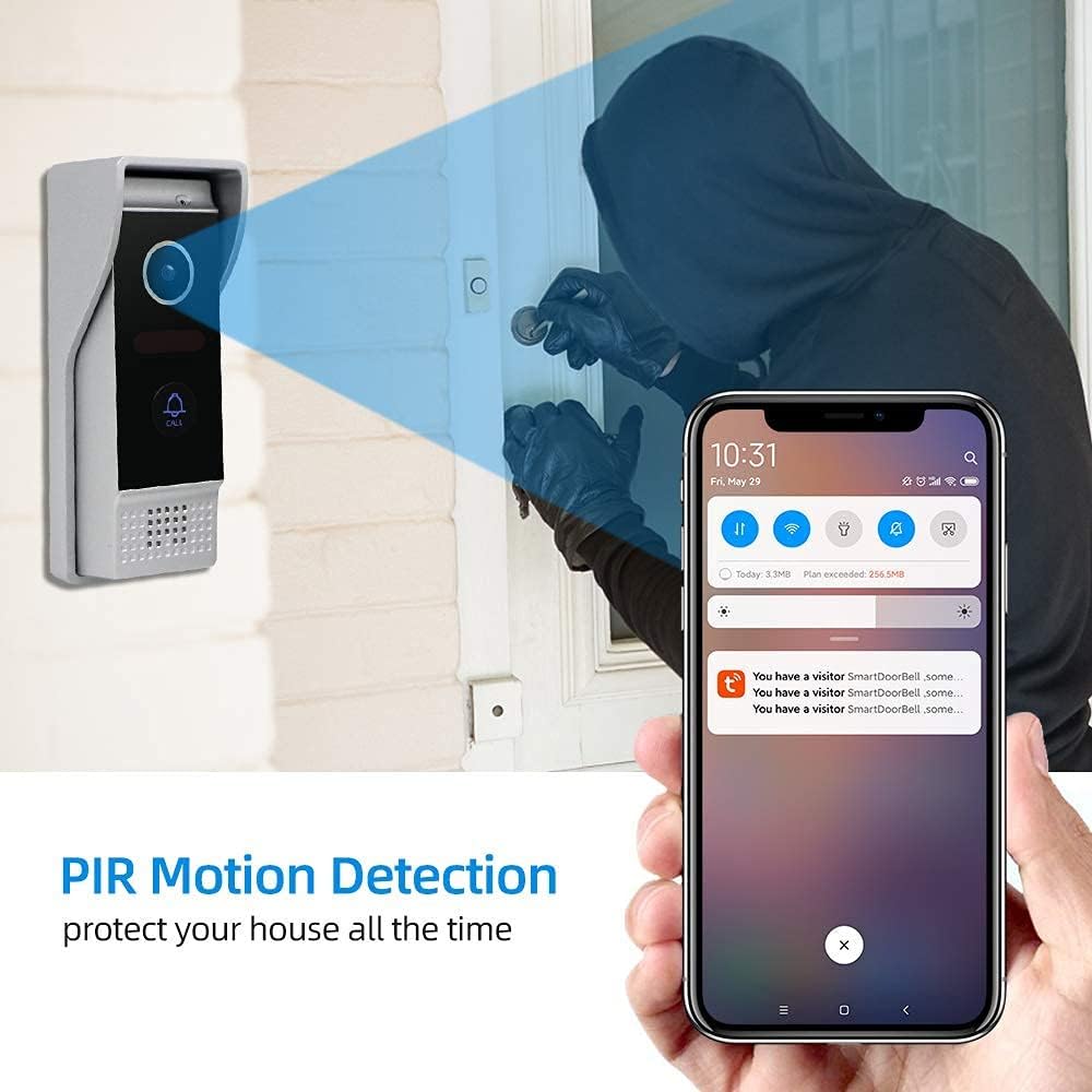 Video Door Phone Doorbell 4-Wired 7 Inch AHD Wi-Fi Intercom System with 720P Camera J390