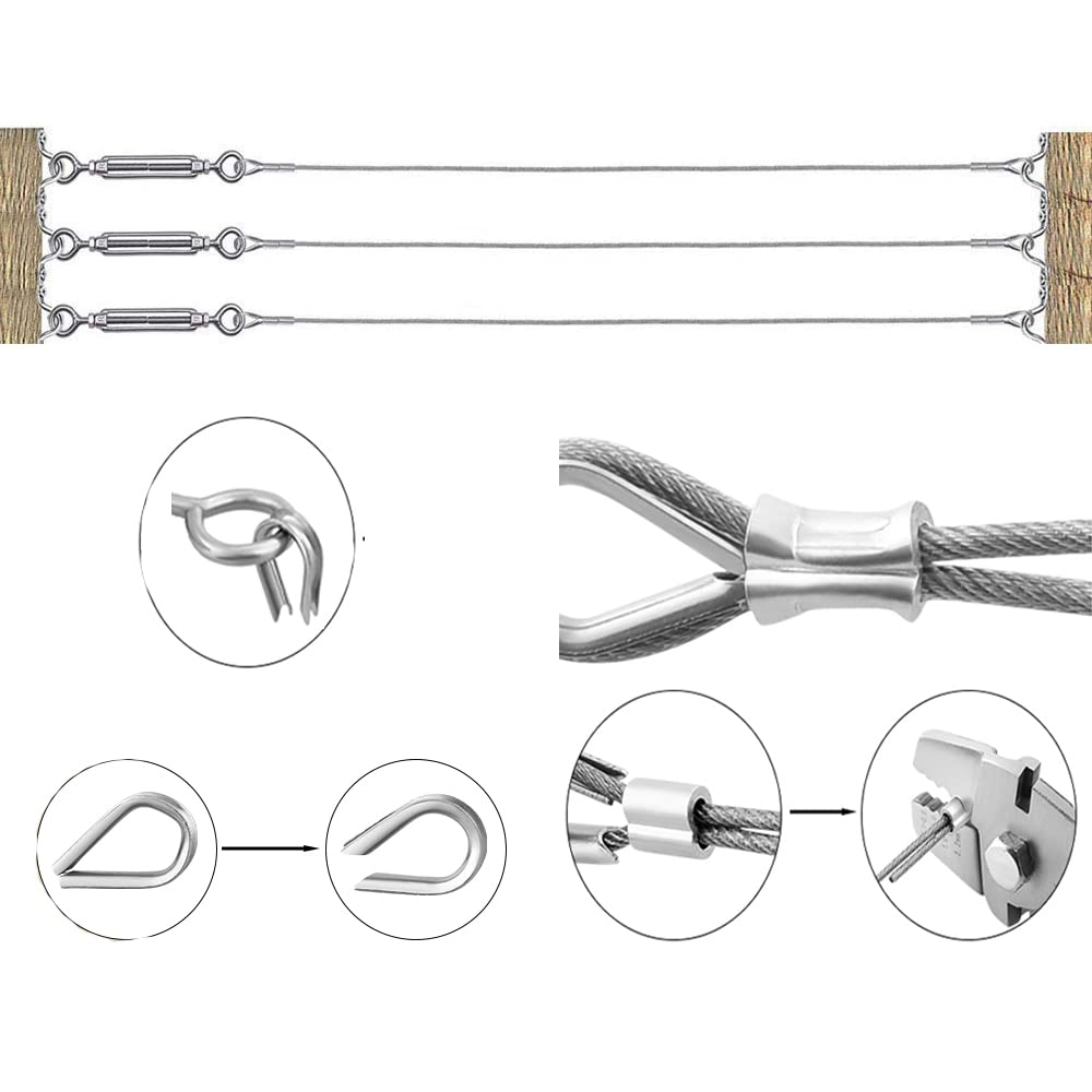 Stainless Steel 1/8 Cable Railing Kit with 100ft Wire Rope and M5 Turnbuckles Q513375