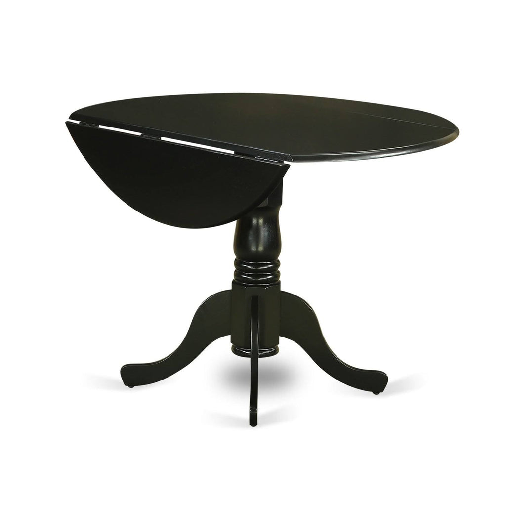 5pc Round Dining Table with Two Drop Leaves and Four Wood Seat Chairs Z83879