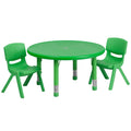 Green Plastic Height Adjustable Activity Table Set with 2 Chairs D819