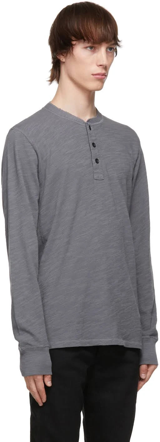 Grey Cotton Henley T925524