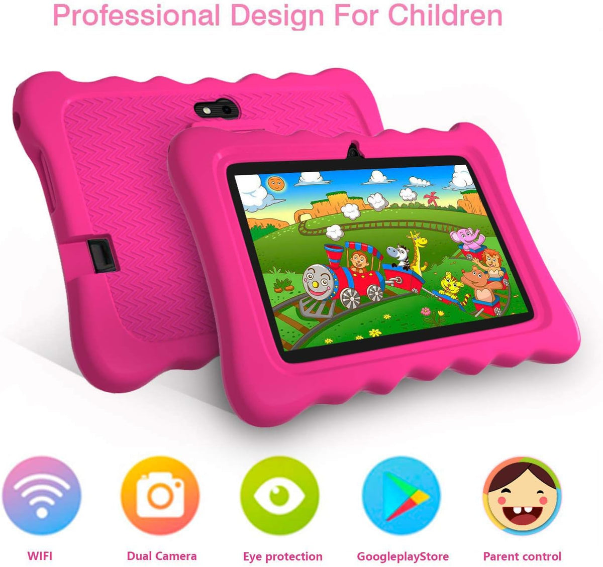 Kids Tablet 7-inch HD 32GB Android 9.0 WiFi 2GB RAM Pink Pack of 2 L848540