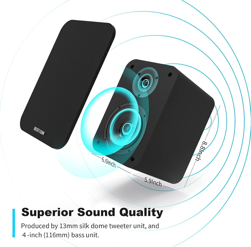 Bluetooth Bookshelf Active Speakers, 50W RMS, Pair, Black W578678