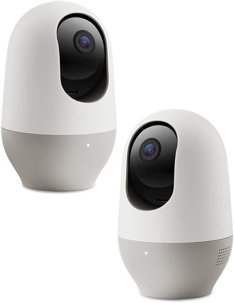 Nooie Security Camera Indoor Two Pack, 360-degree IP Camera1080P, WiFi Smart Home Camera with Motion Tracking, IR Night Vision, Two Way Audio&Sound Detection, Works with Alexa, SD Card and Cloud M3820