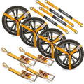 Adjustable Tire Tie Down Straps Kit 4pk Heavy Duty with Snap Hooks, 3333 lbs. Working Load O10447