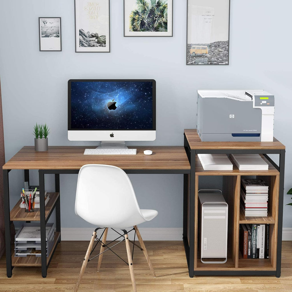Black Extra Large Computer Desk with Storage Shelf I935