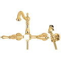 Polished Brass Wall Mount Bridge Kitchen Faucet with Brass Sprayer N625