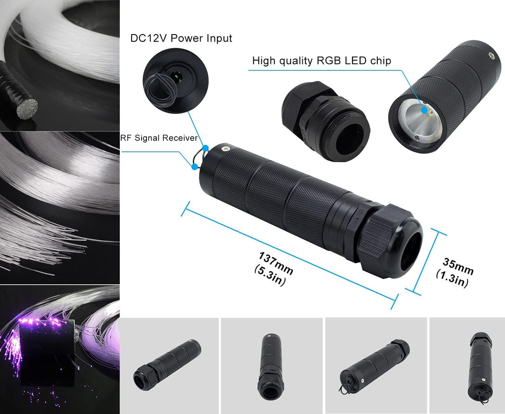 Car Use Bluetooth LED Fiber Optic Lights Star Ceiling Light Kit 450pcs 0.03in 6.5ft Optic Cable D5181
