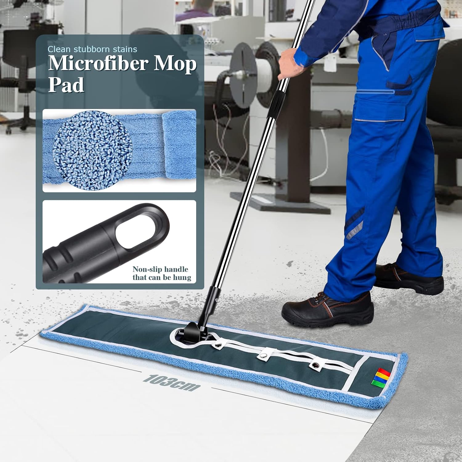 Commercial Dust Mop with 2 Microfiber Mop Pads, 51.2'' Metal Head with Stainless Steel Handle, Pack of 2 J35283