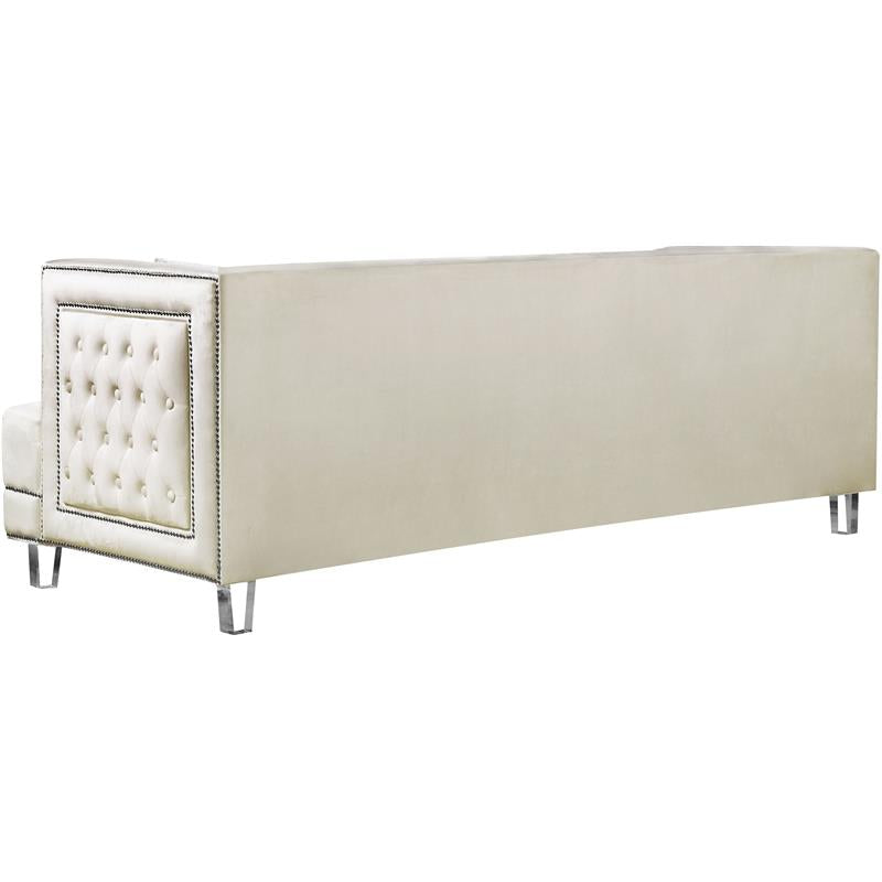 Cream Velvet Accent Chair and Sofa 2-Piece Furniture Set K49965