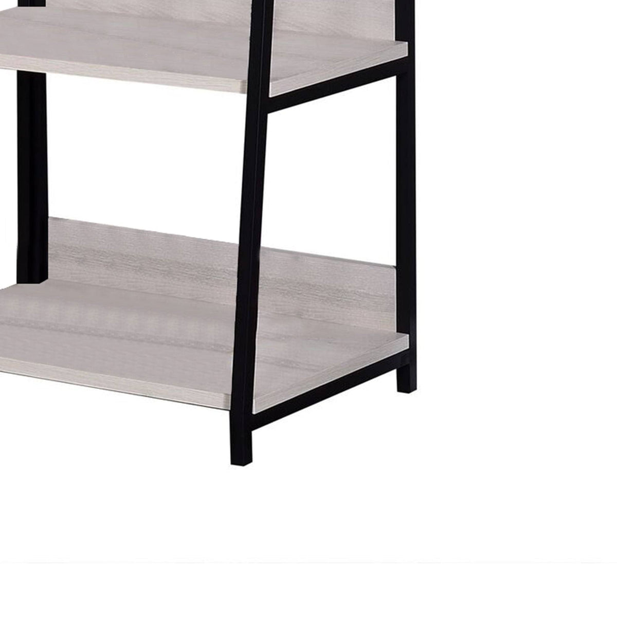 Washed White and Black Wooden Bookshelf with 3 Open Compartments R720458
