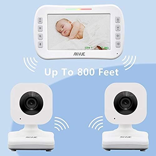 Video Baby Monitor 2 Cameras, Large Vertical Screen, Handheld, 1000ft Range, Auto Night Vision, Temperature Alert G41022