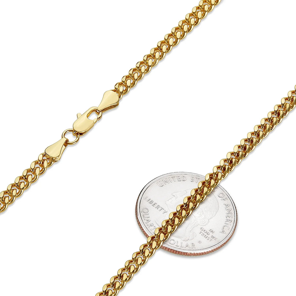 14K Gold Plated Chunky Nugget Rectangular Pendant 24" 4mm Curb Chain Necklace Set R828927