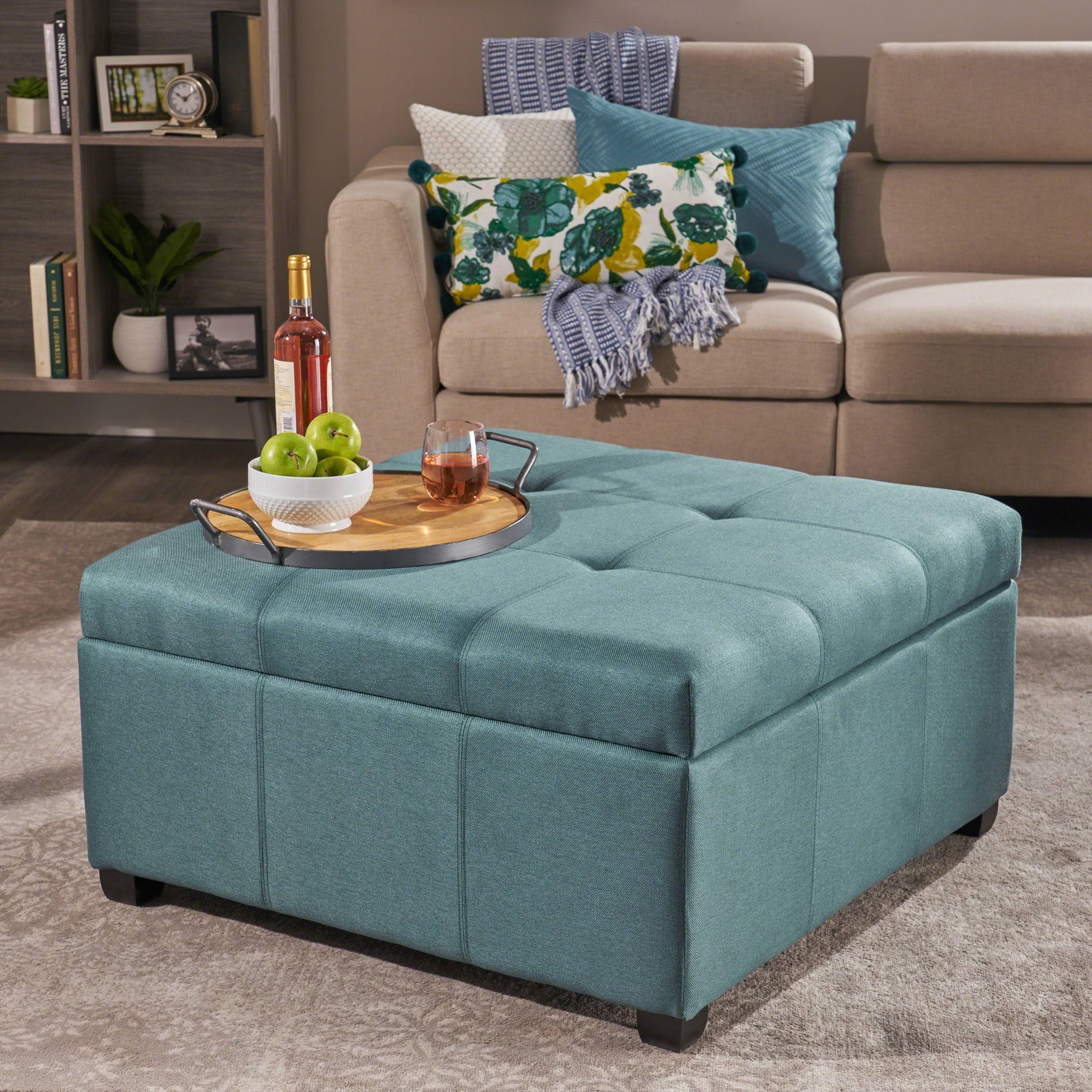 Dark Gray Fabric Storage Ottoman R430
