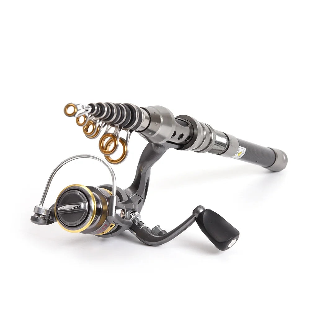 Telescopic Fishing Rod and Reel Combo Full Kit with 100M Fishing Line Lures Hooks Jig Head and Carrier Bag Y4809