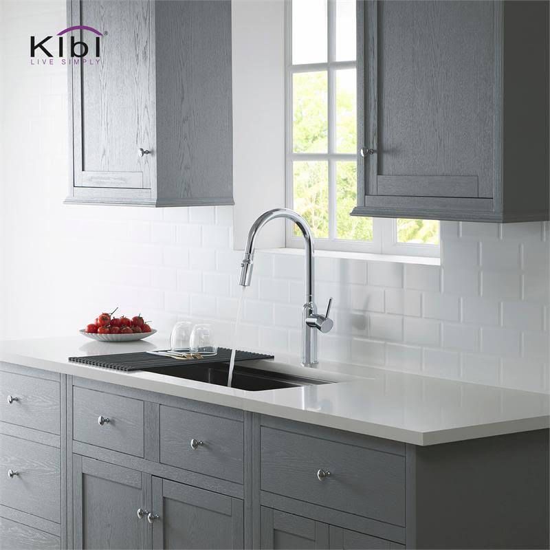 Chrome Brass Kitchen Faucet with Sprayer L32813