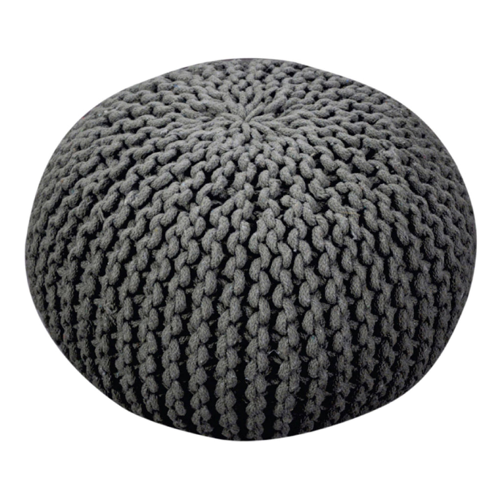 Gray Hand Knitted Pouf Ottoman Z371