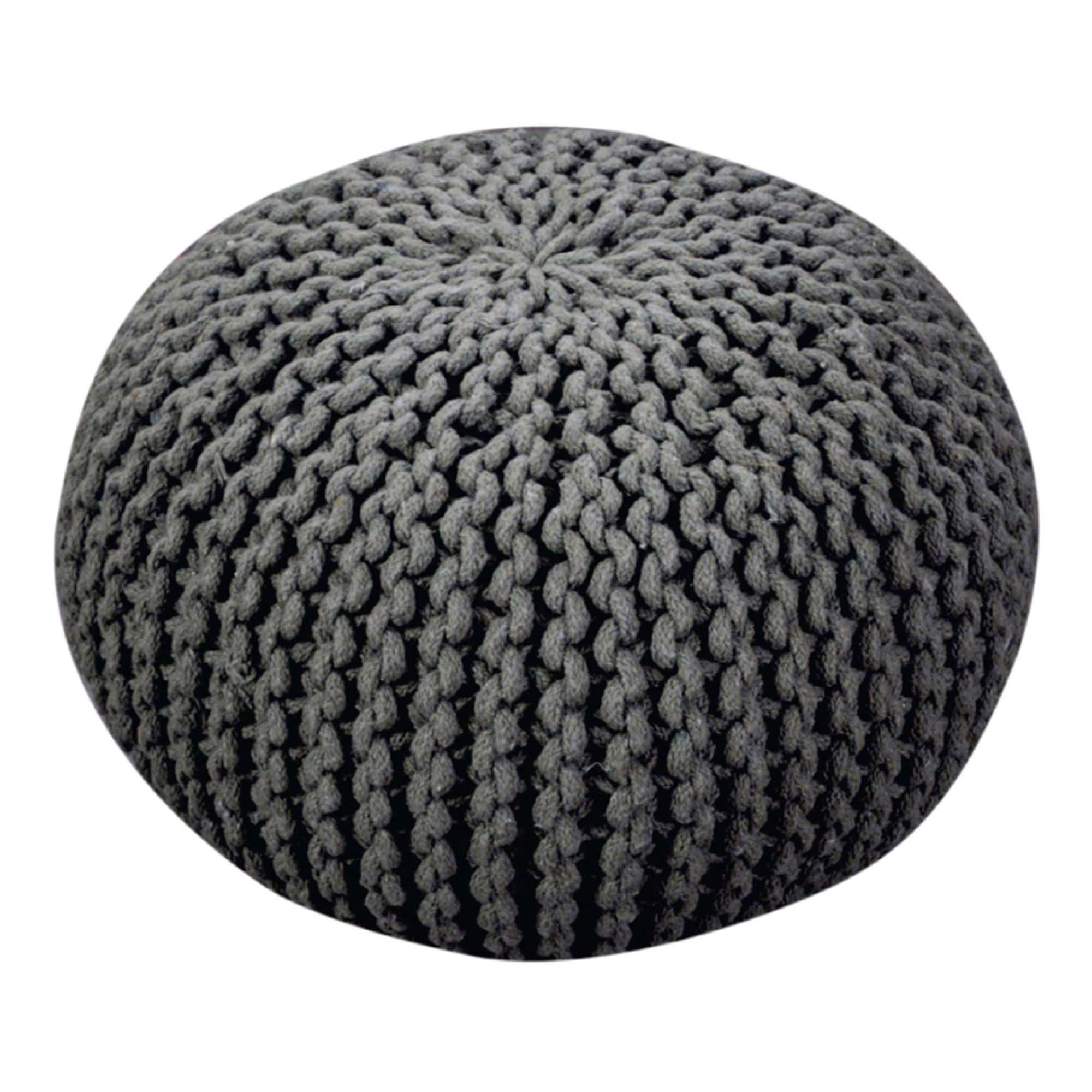Gray Hand Knitted Pouf Ottoman Z371