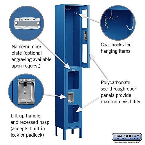 Blue See-Through Metal Locker, Double Tier, 1 Wide, Unassembled K6071