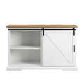 Reclaimed Barnwood and Brushed White Wood Sideboard with Sliding Barn Door T845009