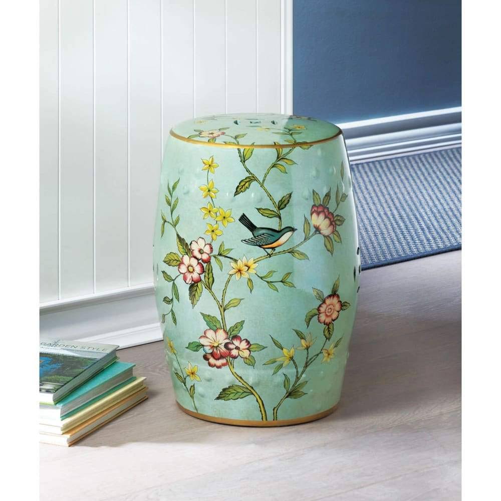 Green Floral Garden Decorative Stool N705267