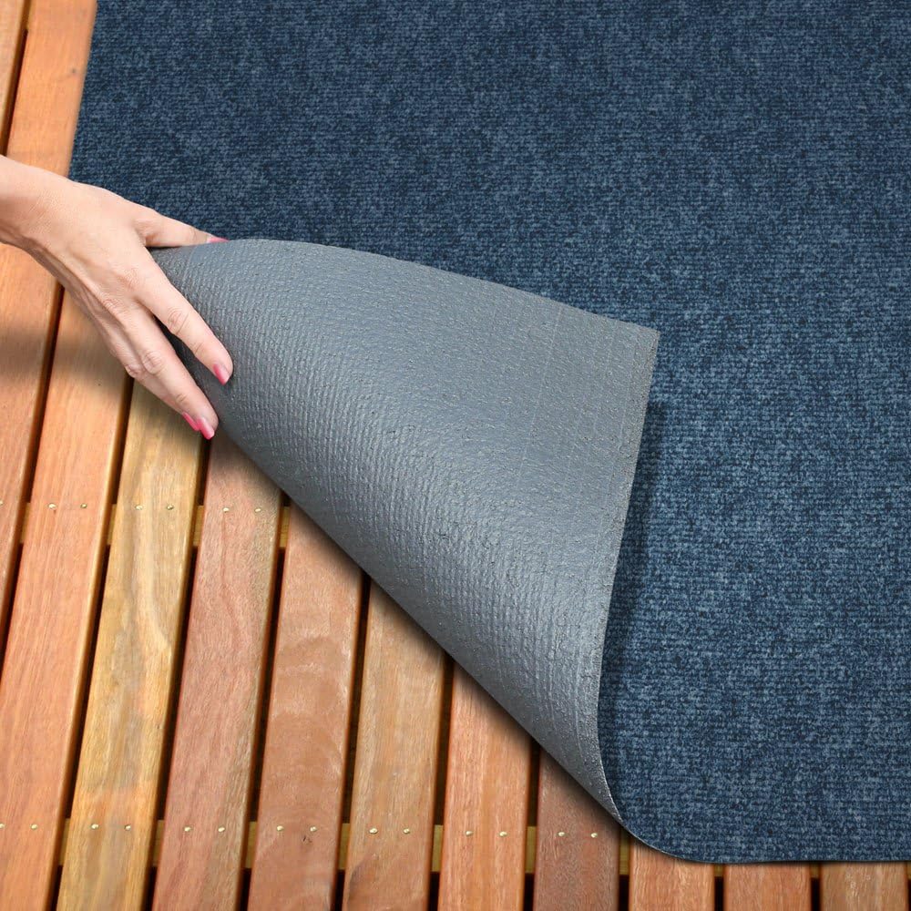 Blue 6 Feet x 10 Feet Indoor Outdoor Carpet with Rubber Marine Backing V264517