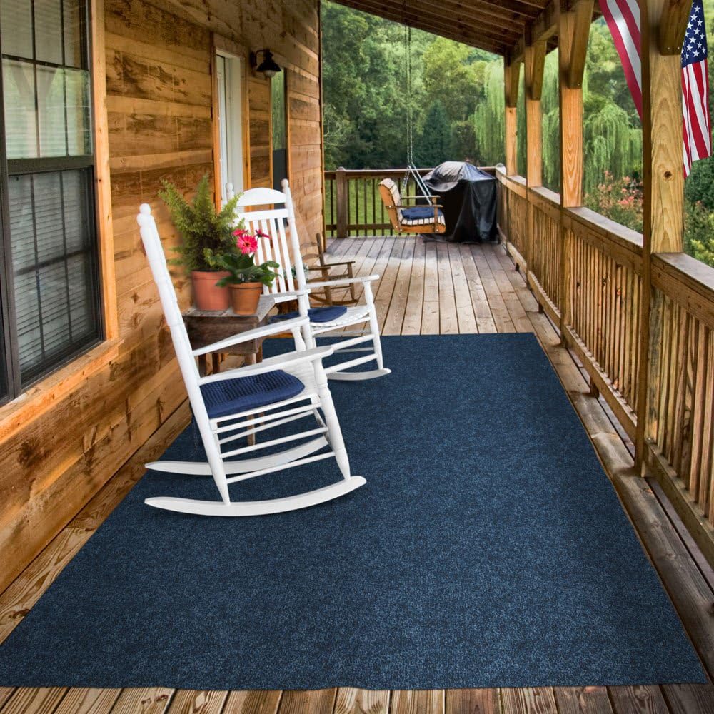 Blue 6 Feet x 10 Feet Indoor Outdoor Carpet with Rubber Marine Backing V264517